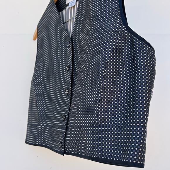 Vintage Emanuel Ungaro Polka Dot Striped Silk Vest 10/44 Top Cropped Preppy - Picture 5 of 6